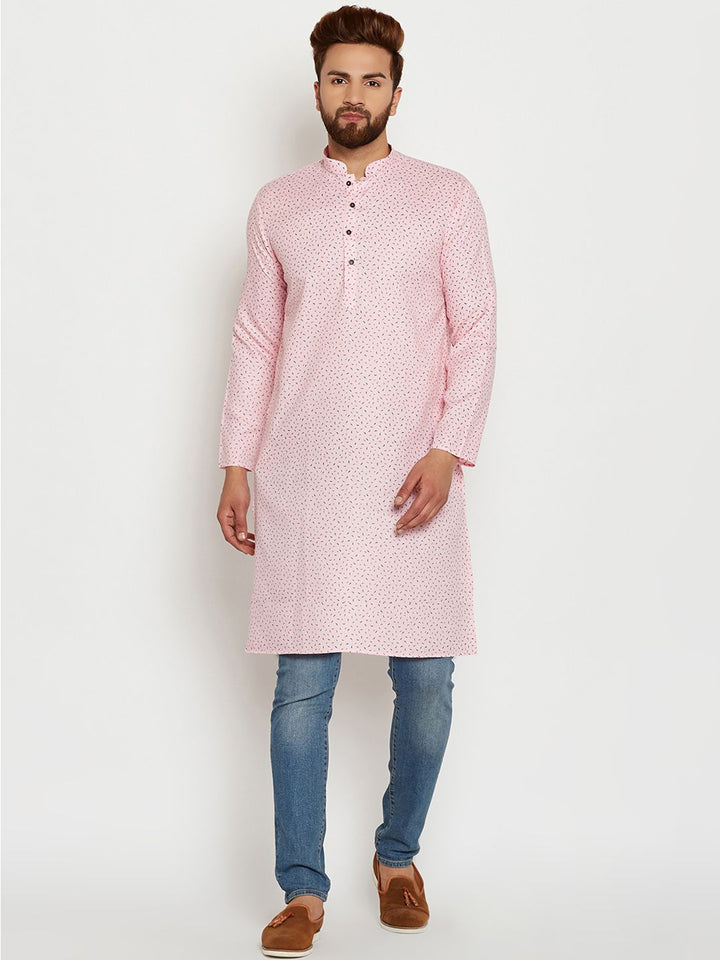 SOJANYA Kurta Lurus Printed Lelaki Pink & Red
