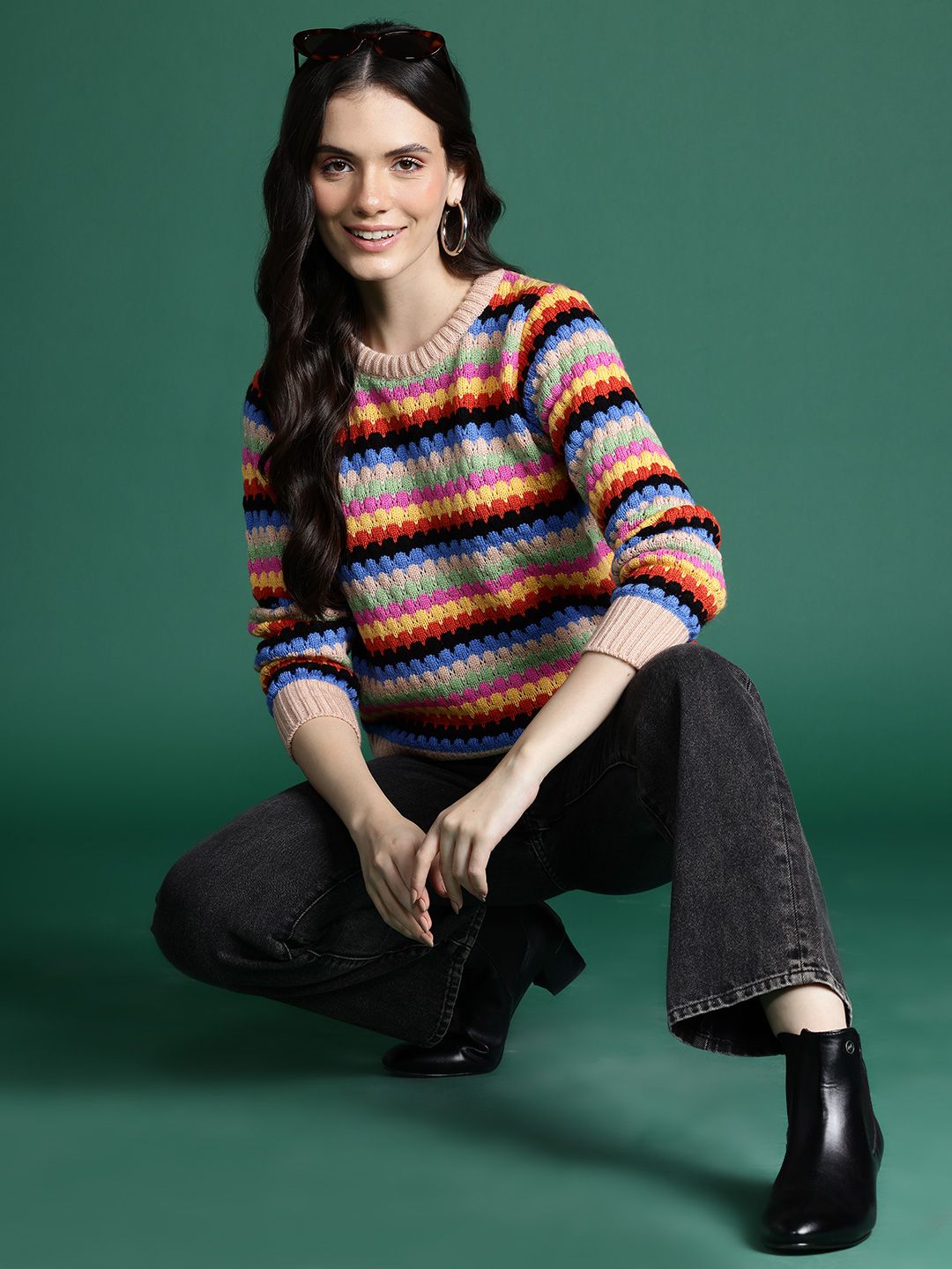DressBerry Pure Acrylic Self-Design Pullover