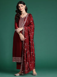 Indo Era Ethnic Motifs Embroidered Sequinned Kurta with Trousers & Dupatta