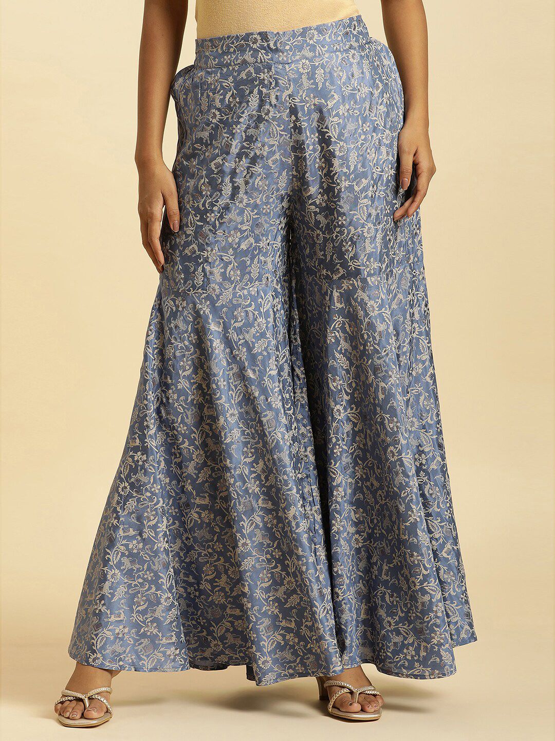W Women Floral Printed Flared Ethnic Palazzos