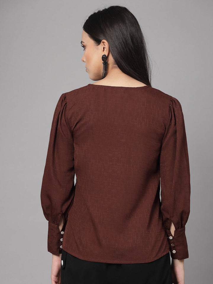 Style Quotient Self Design Cuffed Sleeves Top