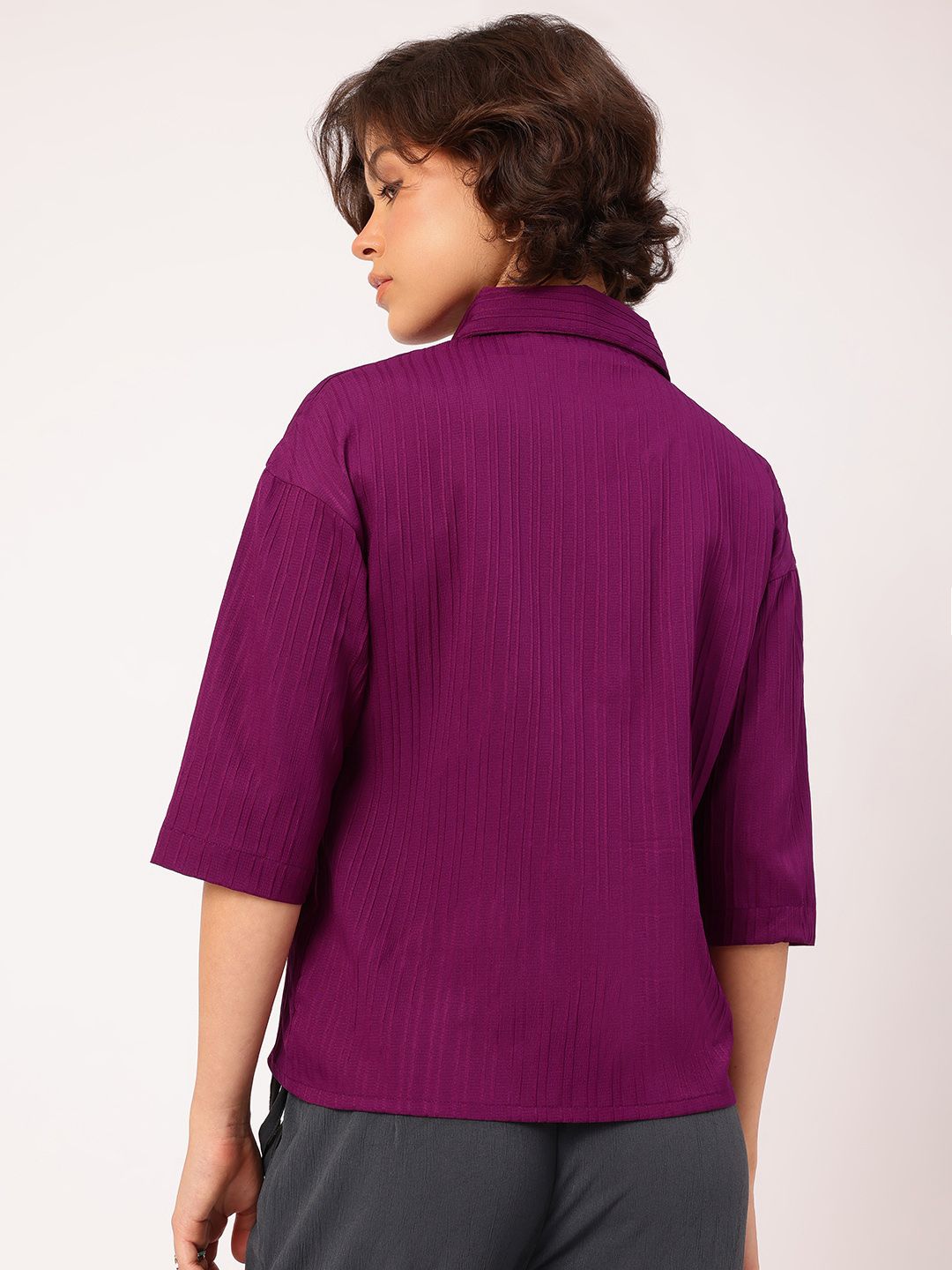 DressBerry Tether Tale Striped Texture Shirt