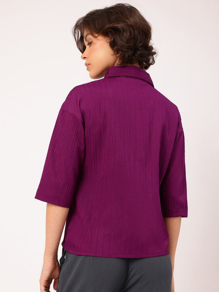 DressBerry Tether Tale Striped Texture Shirt