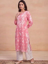 House of Chikankari Women Floral Embroidered Chikankari Kurta