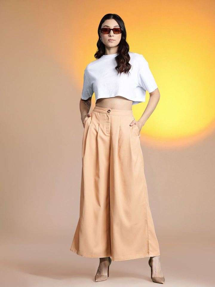 DressBerry Women Wide Leg Pleated Trousers