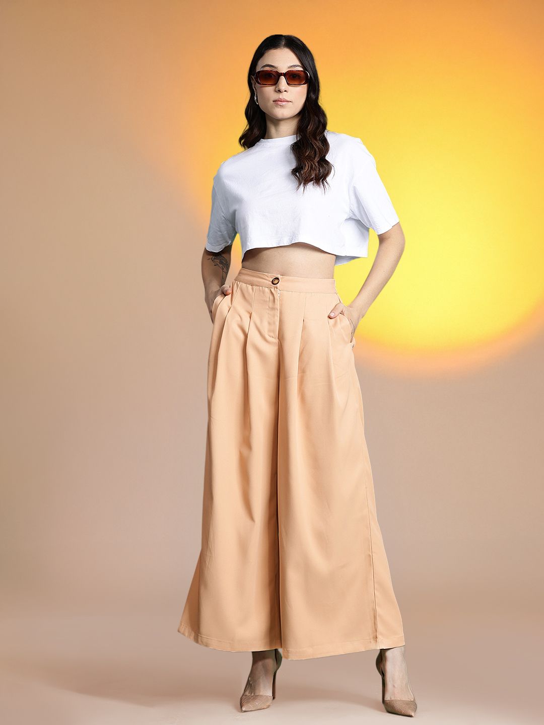 DressBerry Women Wide Leg Pleated Trousers