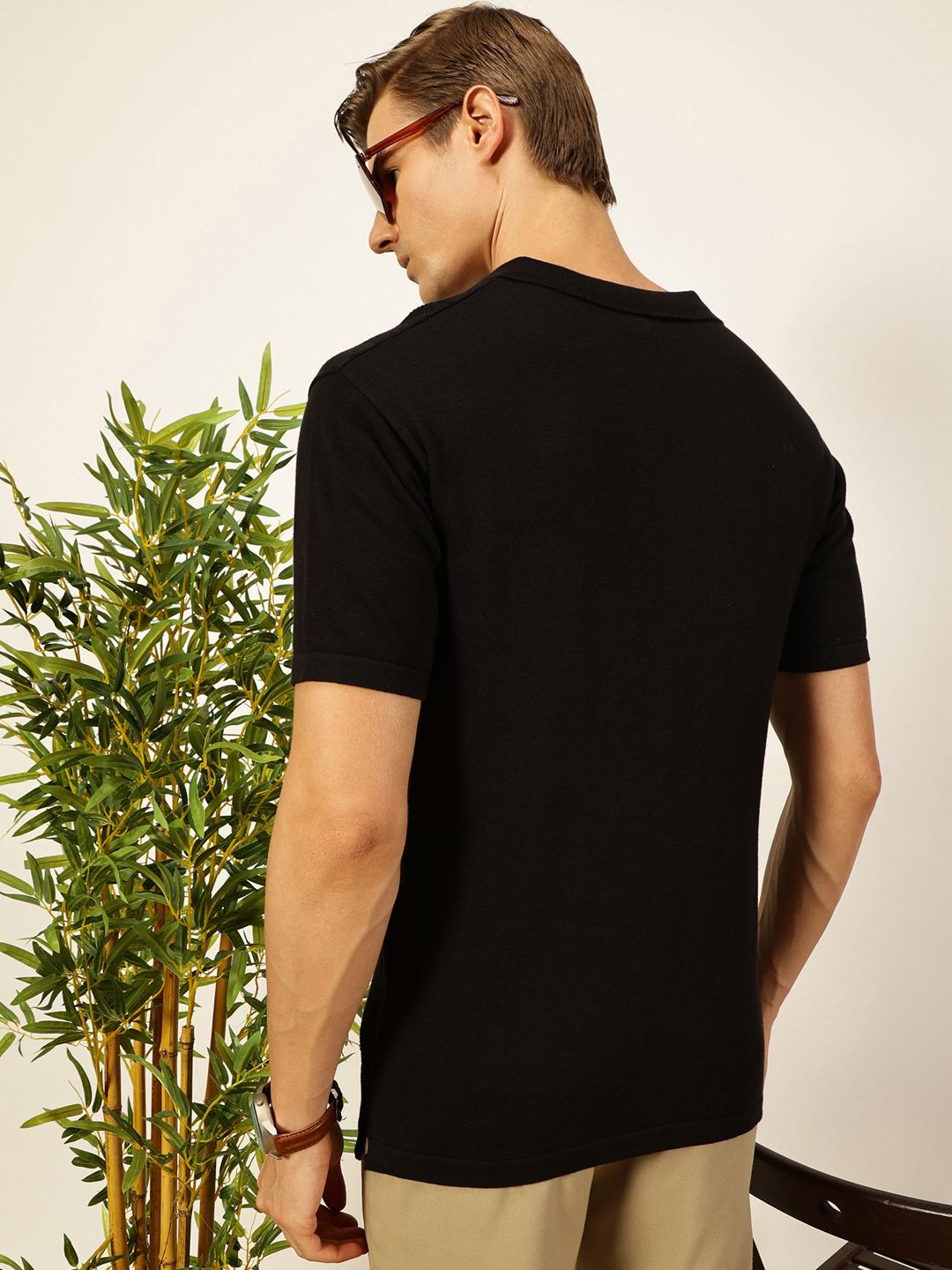 Thomas Scott Men Self Design Regular Fit Knitted Polo T-shirt