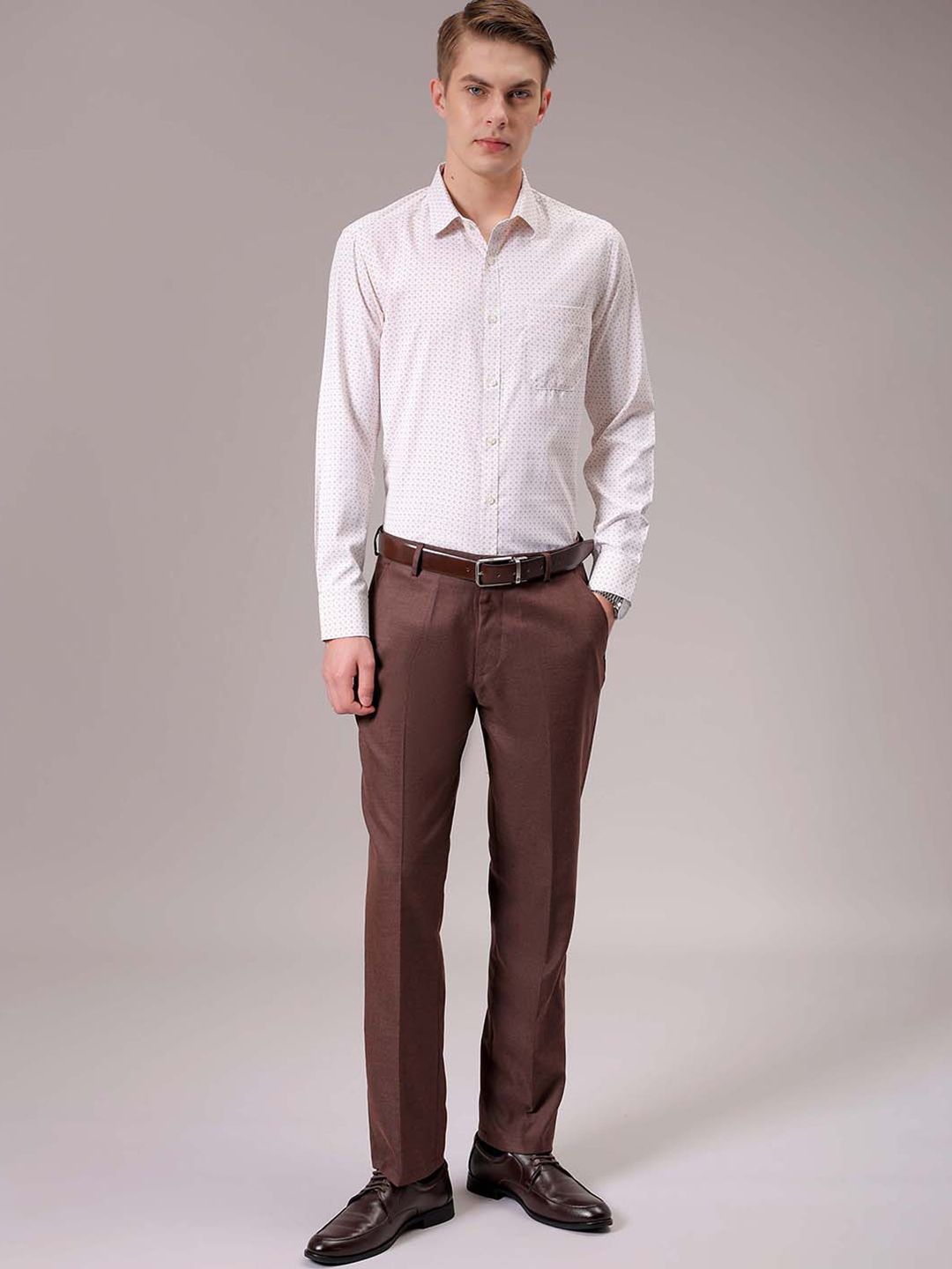 The Indian Garage Co. X Luxe Men Spread Collar Micro Ditsy Printed Slim Fit Formal Shirt
