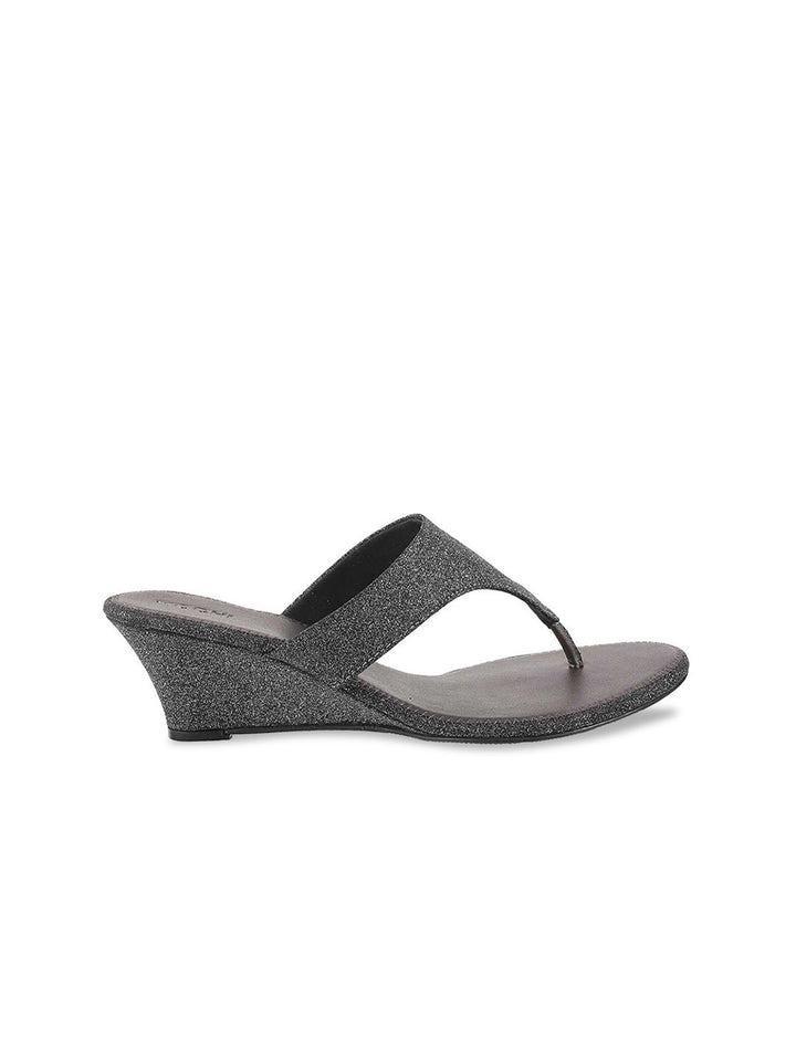 Mochi Women Grey Embellished Wedges