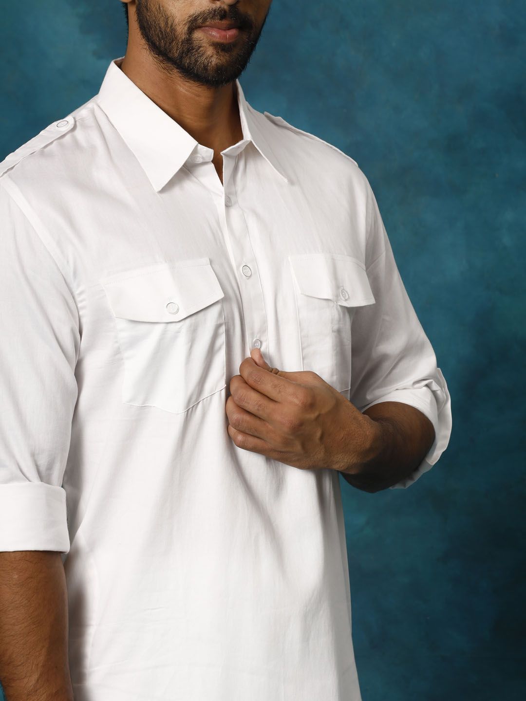 VASTRAMAY Men White Kurta with Pyjamas