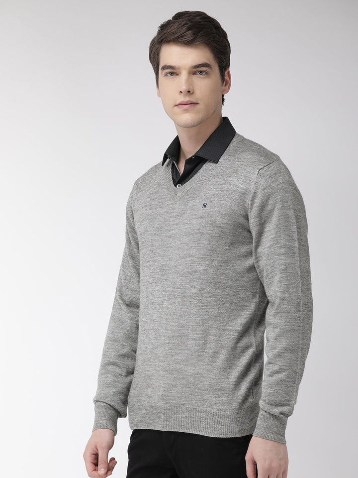 Raymond Men Grey Solid Sweater
