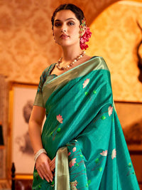 Saree Mall Pichwai Animal Print Zari Sungudi Sarees with Matching Blouse