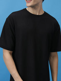 HIGHLANDER Drop-Shoulder Sleeves Oversized Popcorn structured T-shirt