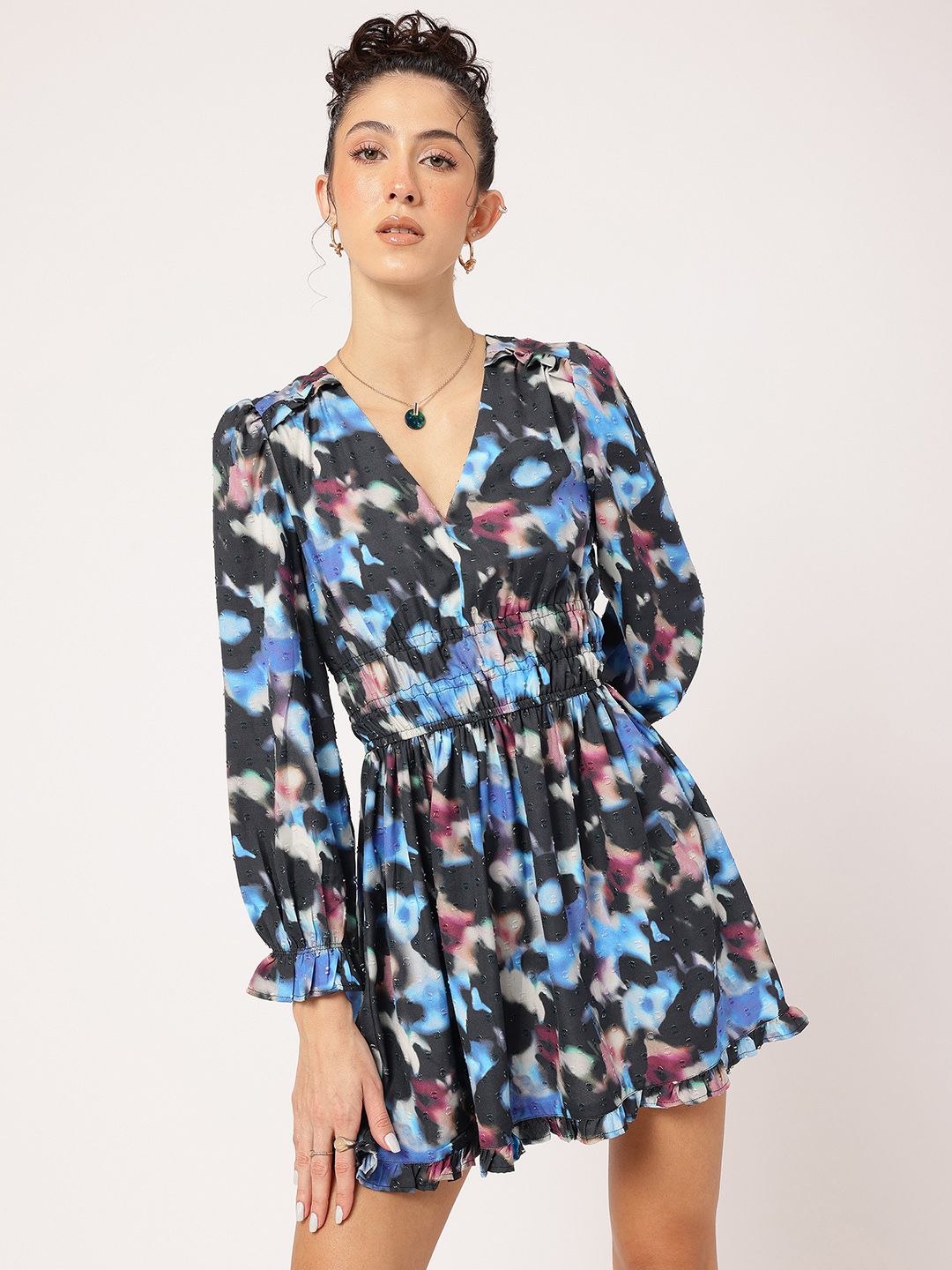 DressBerry Faded Dreams Dobby Weave Smocked A-Line Dress