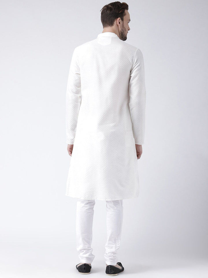 KISAH Woven Design Mandarin Collar Straight Kurta