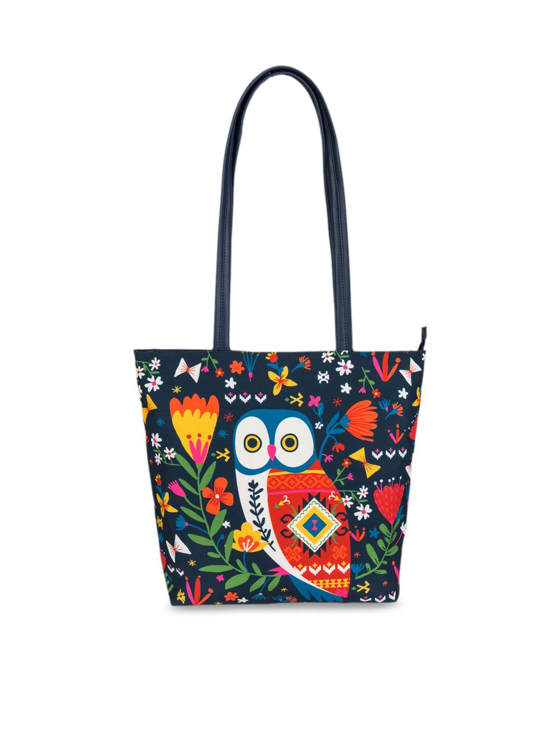 TEAL BY CHUMBAK Navy Blue Printed Tote Bag