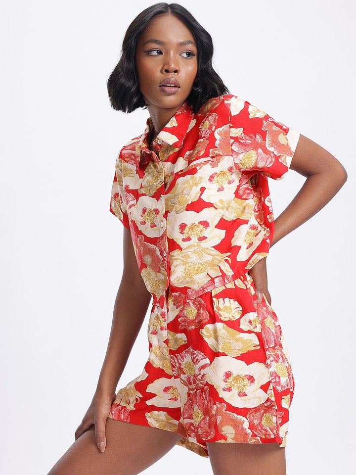 DressBerry Garden Vibes Floral Print Cropped Co-Ords
