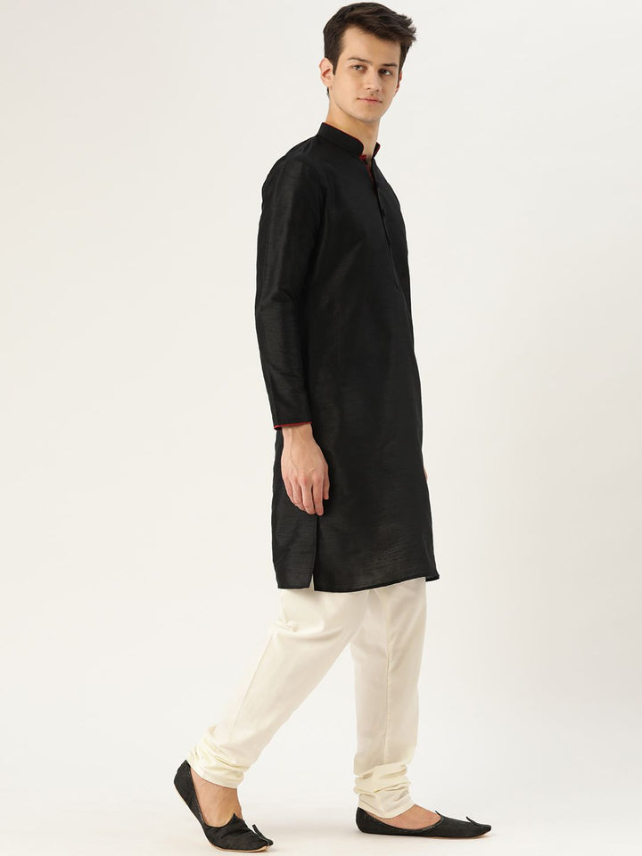 SOJANYA Lelaki Hitam Solid Kurta Lurus