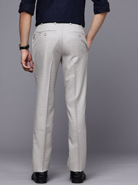 Raymond Men Slim Fit Self-Design Checked Formal Trousers