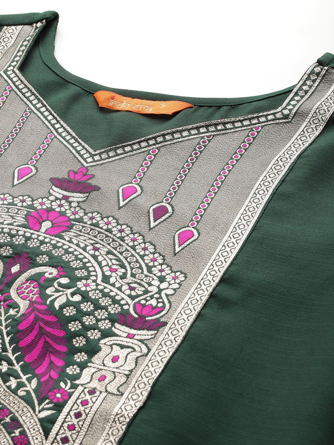 Indo Era Ethnic Motifs Yoke Design Pure Cotton Kurta With Trousers & Dupatta
