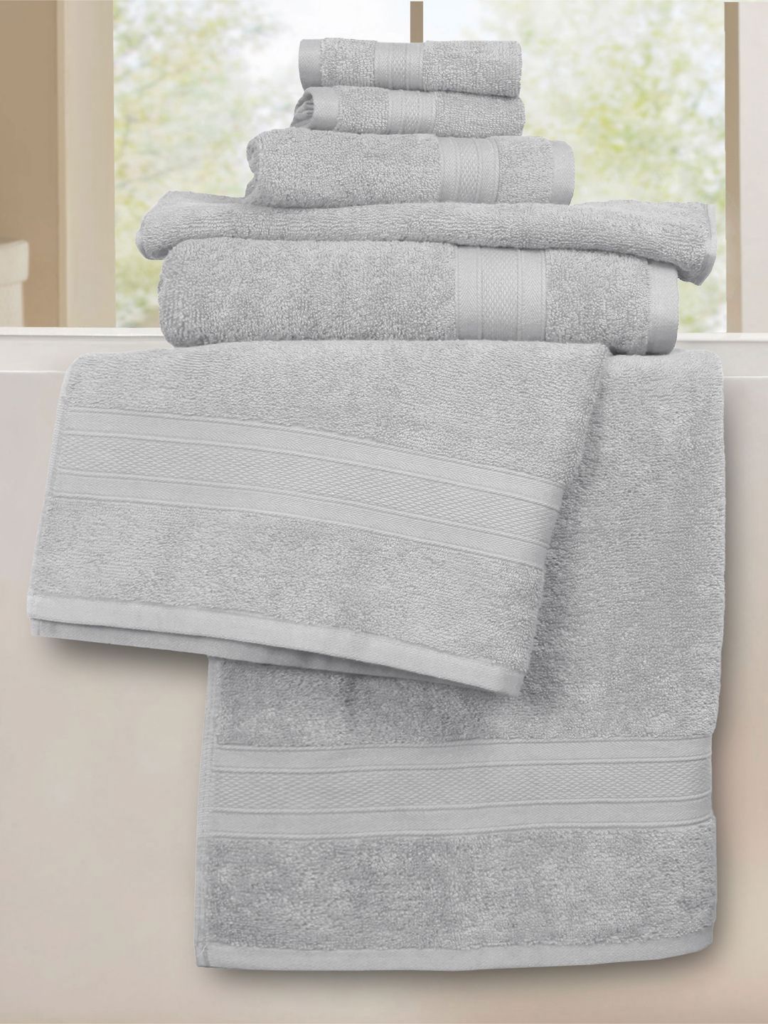 MYTRIDENT Soft Comfort Silver-Toned 6 Pieces Pure Cotton 500 GSM Towel Set