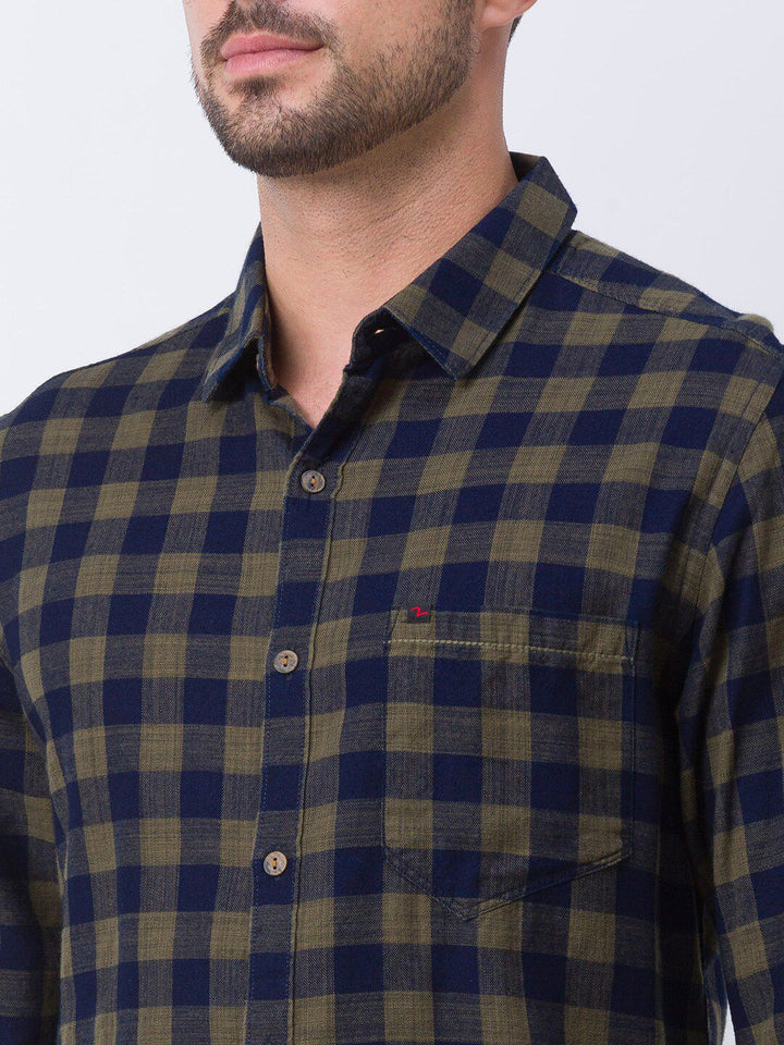 SPYKAR Men Green Slim Fit Buffalo Checks Casual Shirt