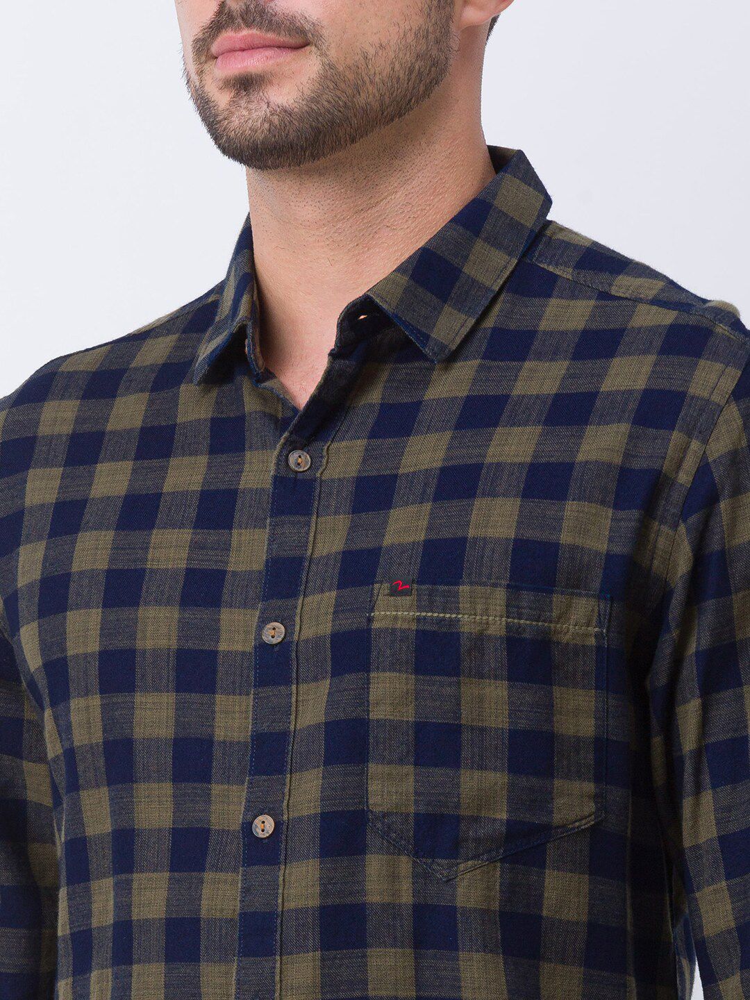 SPYKAR Men Green Slim Fit Buffalo Checks Casual Shirt