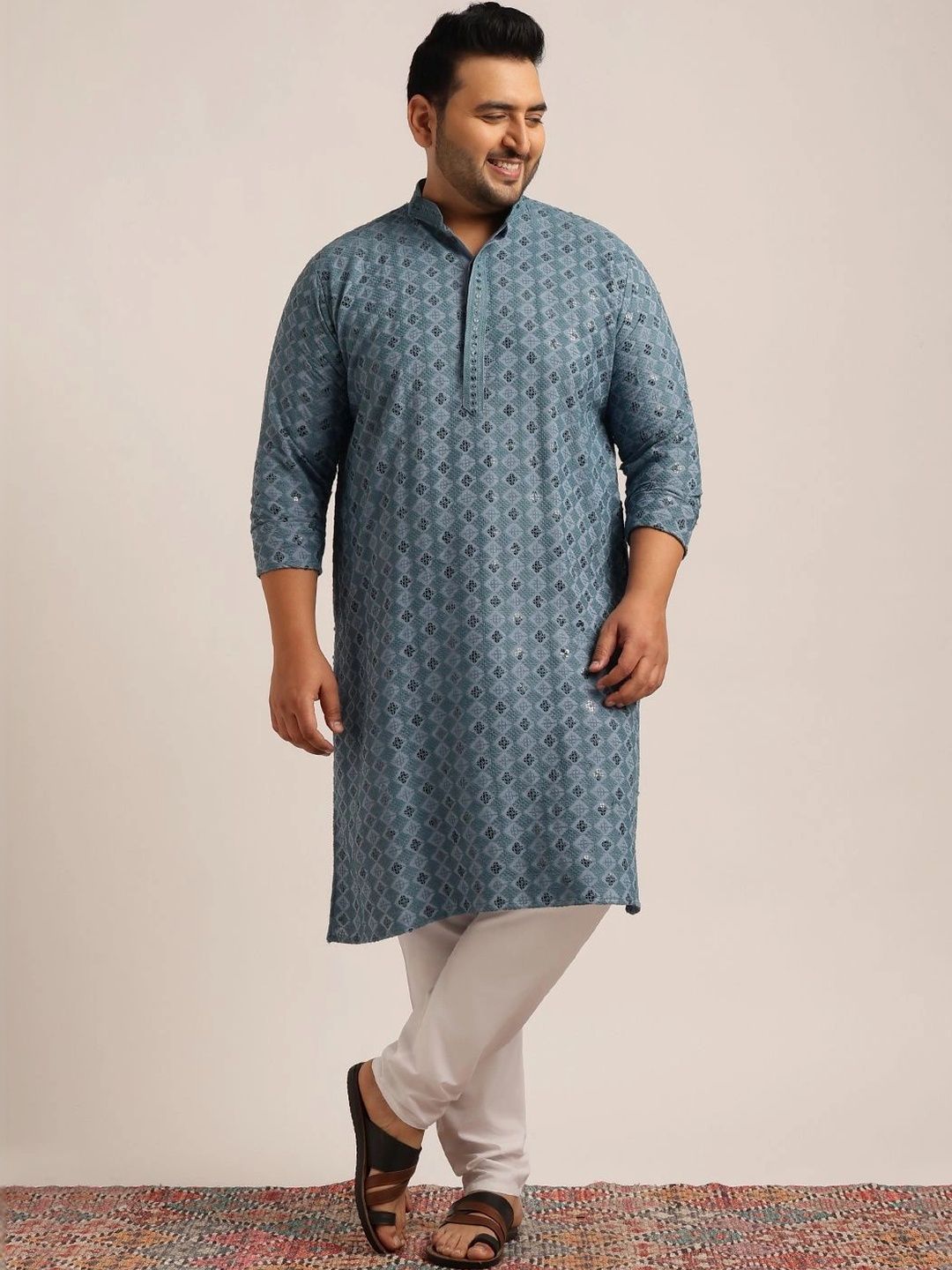 SOJANYA PLUS Men Geometric Printed Kurta