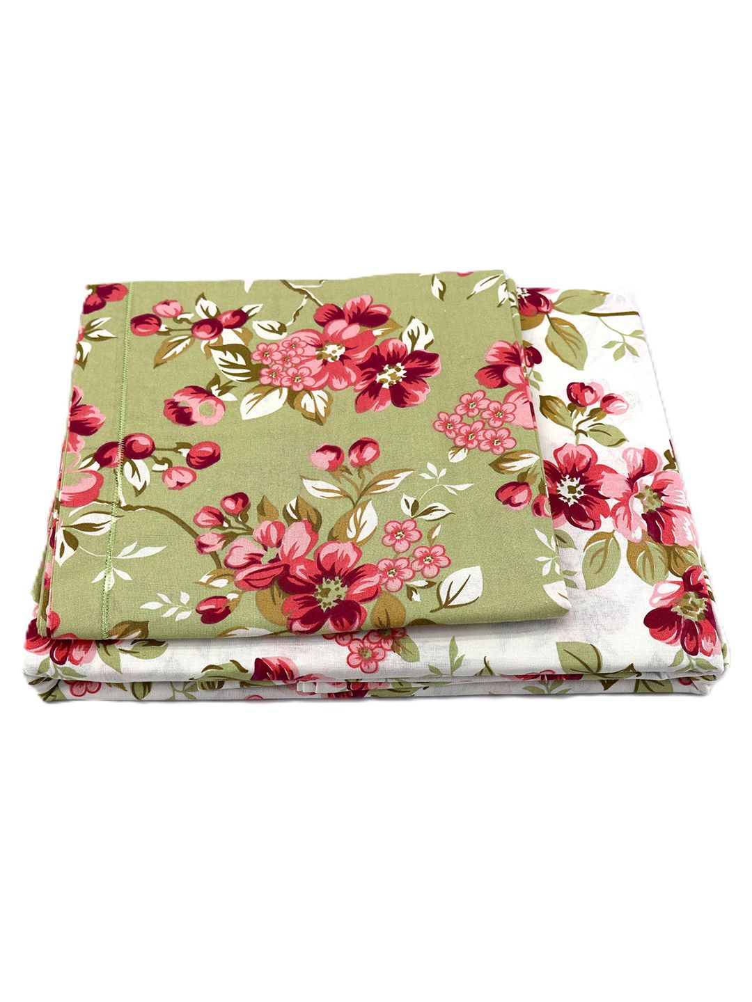 BOMBAY DYEING Blumen Red Floral 104 TC Cotton Queen Bedsheet Set-2.24 m X 2.54 m
