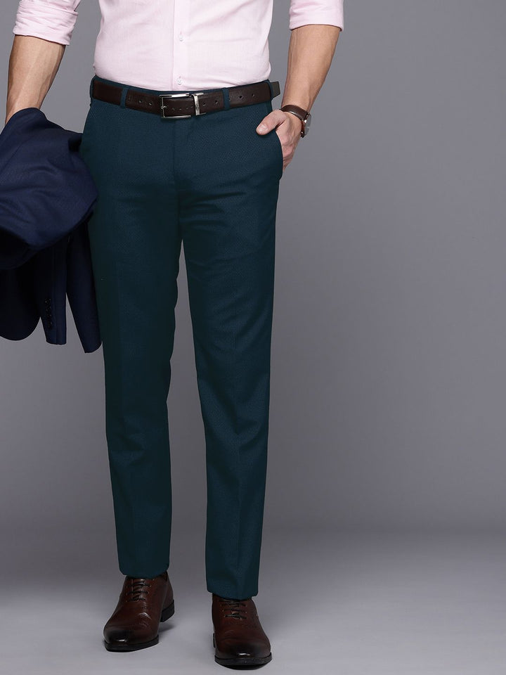 Raymond Men Self-Design Textured Slim Fit Formal Trousers