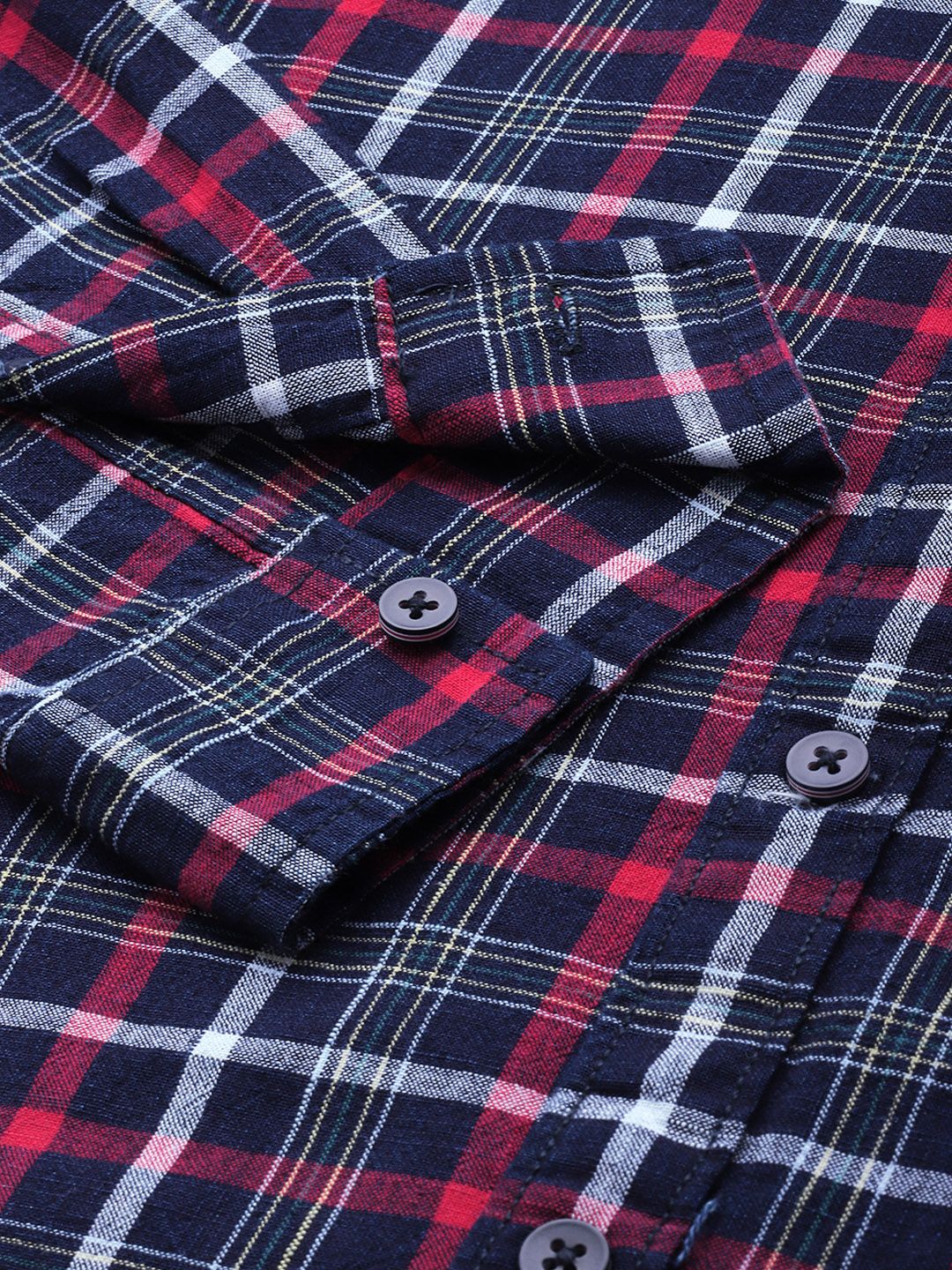 The Indian Garage Co Slim Fit Checked Pure Cotton Casual Shirt