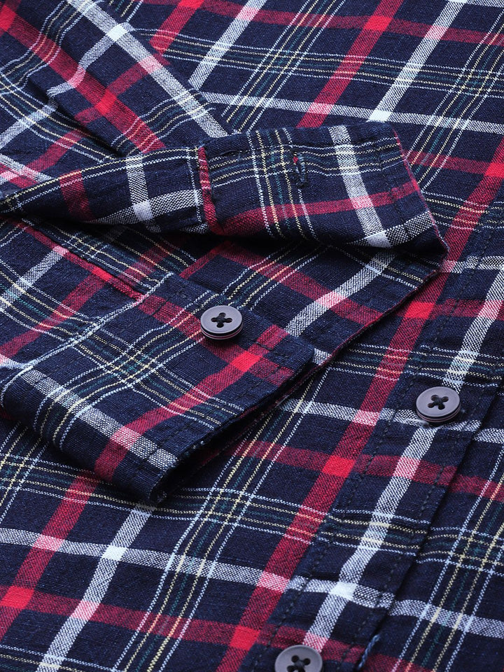 The Indian Garage Co Slim Fit Checked Pure Cotton Casual Shirt