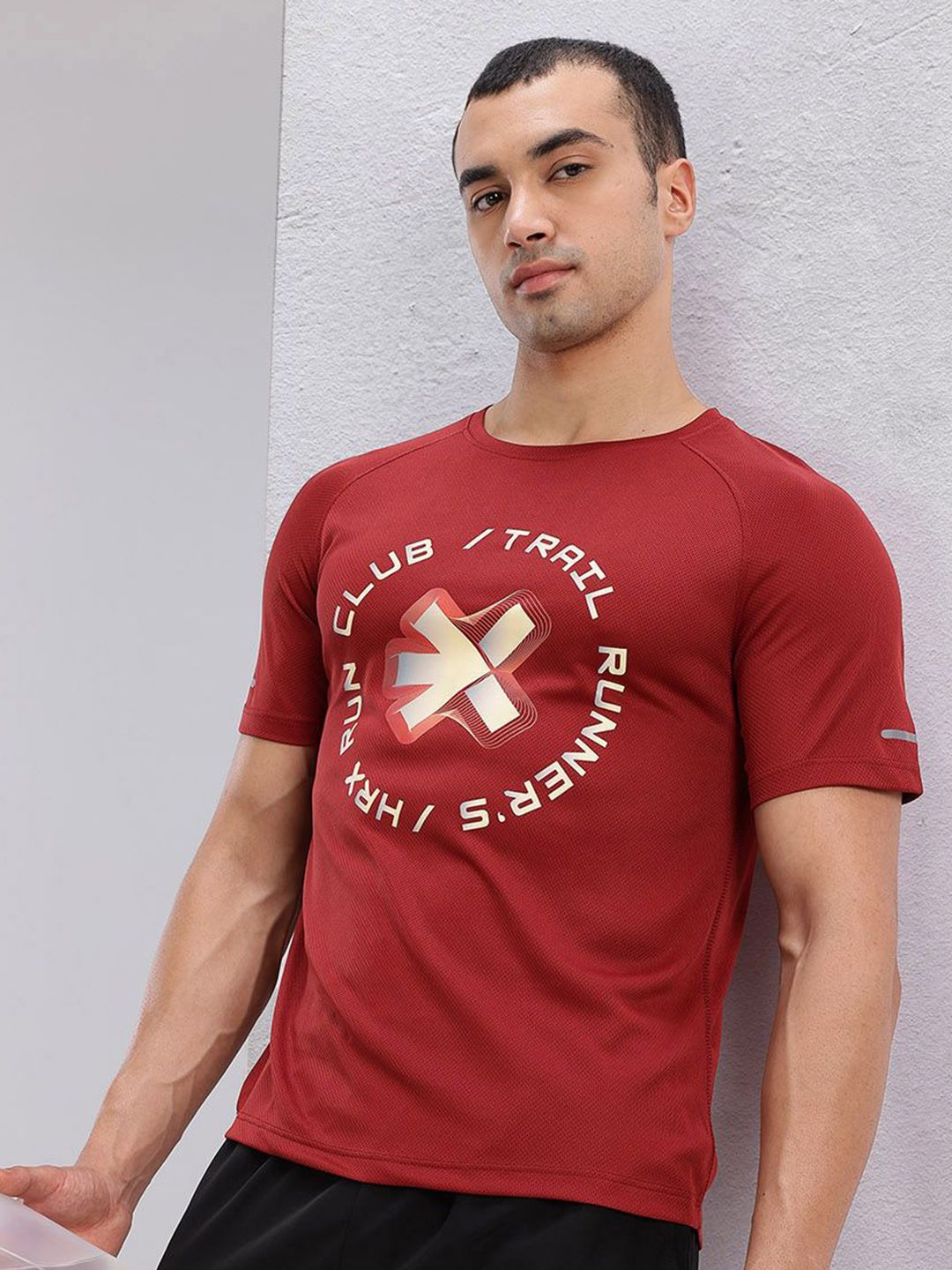HRX by Hrithik Roshan Brand Logo Print Rapid-Dry Running T-shirt