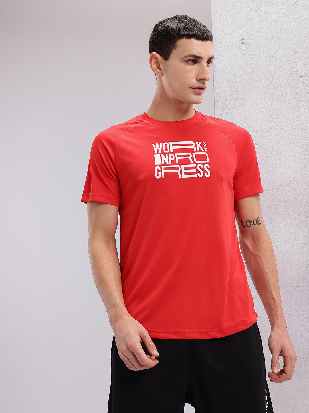 HRX by Hrithik Roshan Typography Print Rapid-Dry Training T-shirt
