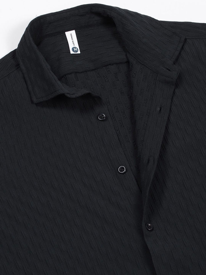 Thomas Scott Men Premium Spread Collar Textured Casual Shirt
