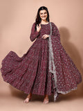 KALINI Bandhani Printed Tiered Anarkali Georgette Kurta With Trouser & Dupatta