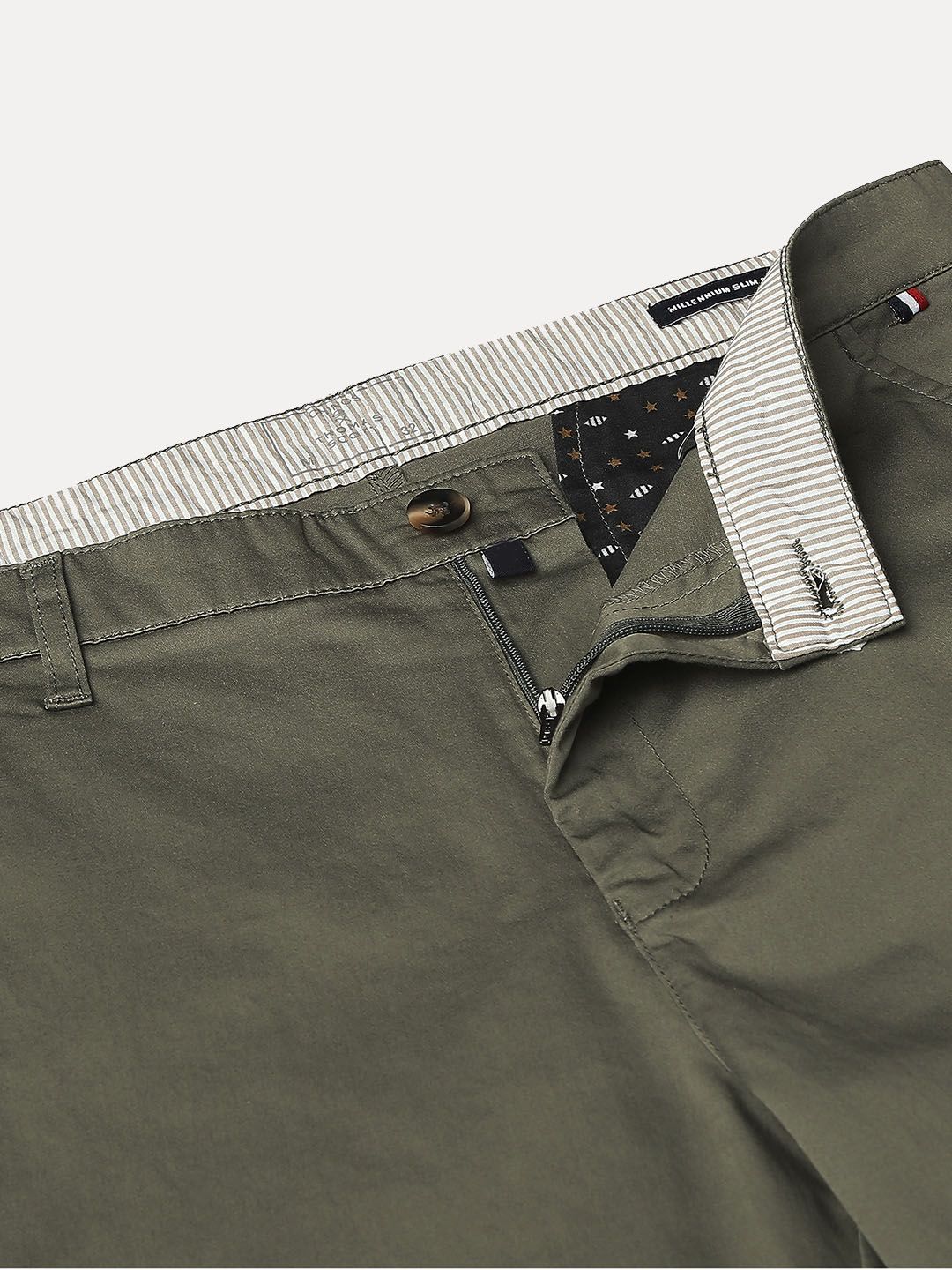 Thomas Scott Men Olive Green New Millennium Fit Easy Wash Trousers