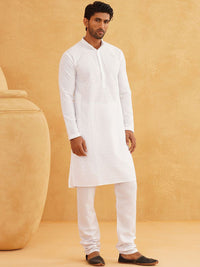 SOJANYA Geometric Embroidered Regular Pure Cotton Straight Kurta With Churidar