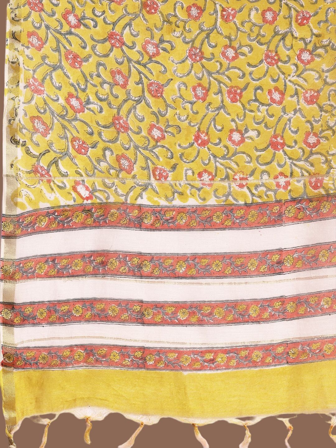 Libas Floral Printed Regular Pure Cotton Straight Kurta with Trousers & Dupatta