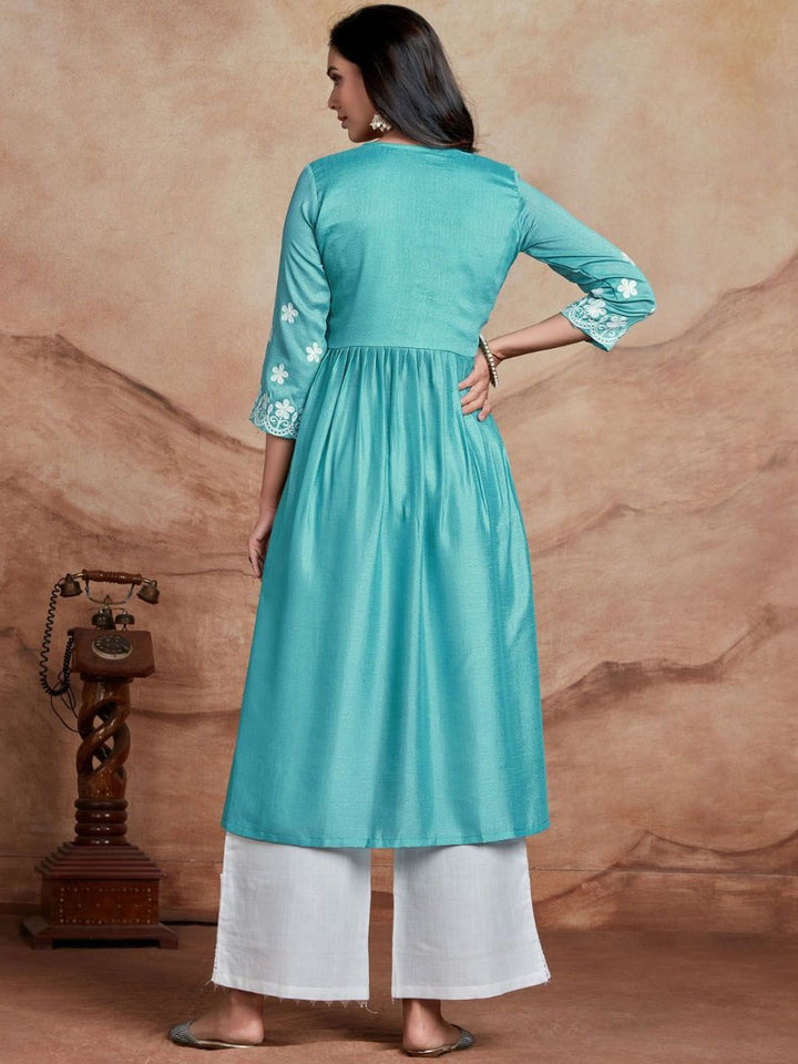 KALINI Women Floral Embroidered Chikankari Summer Sheers Kurta