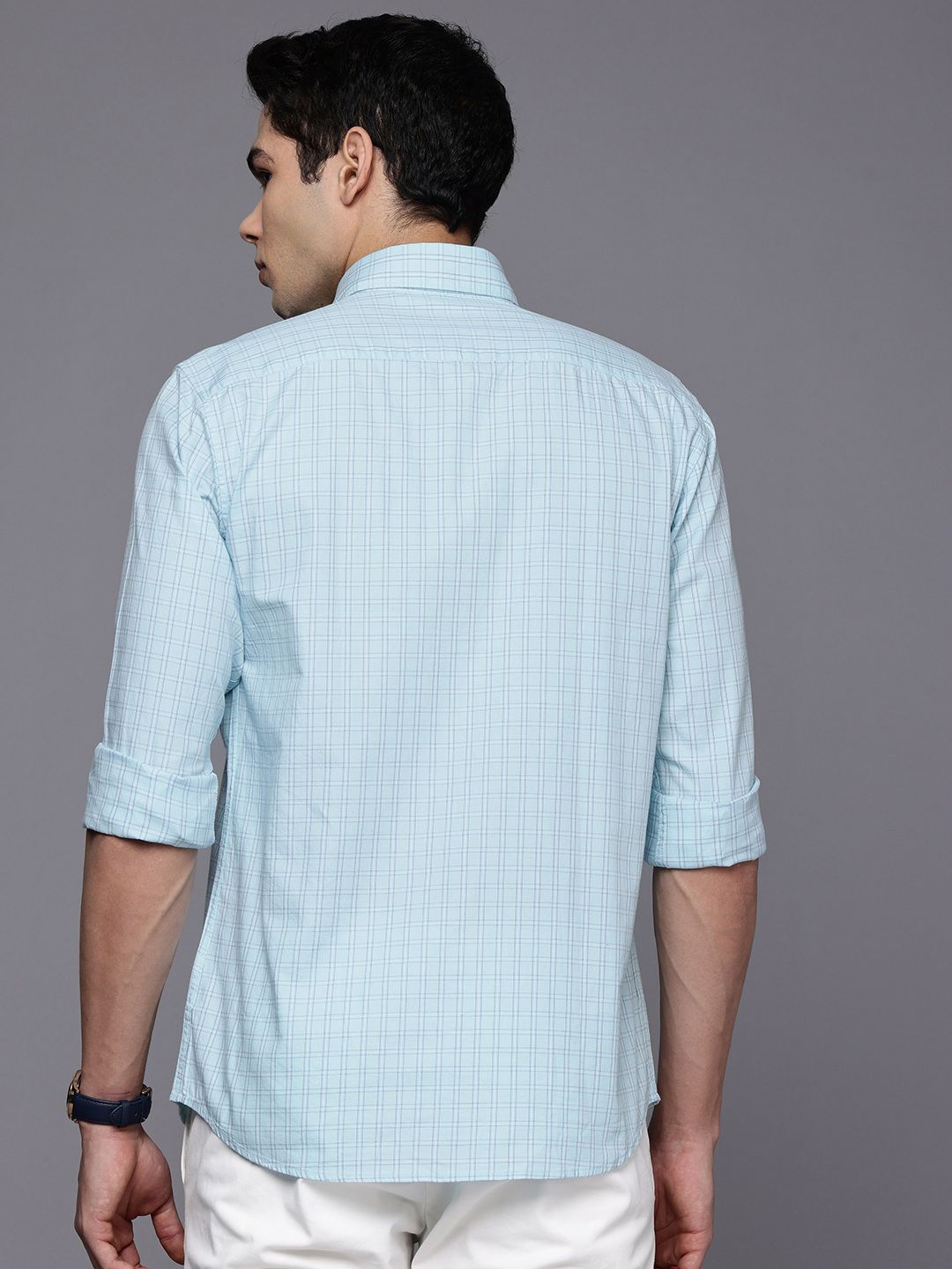 Raymond Pure Cotton Slim Fit Checked Casual Shirt