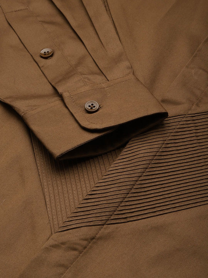 House of Pataudi Pure Cotton Pleated Party Shirt
