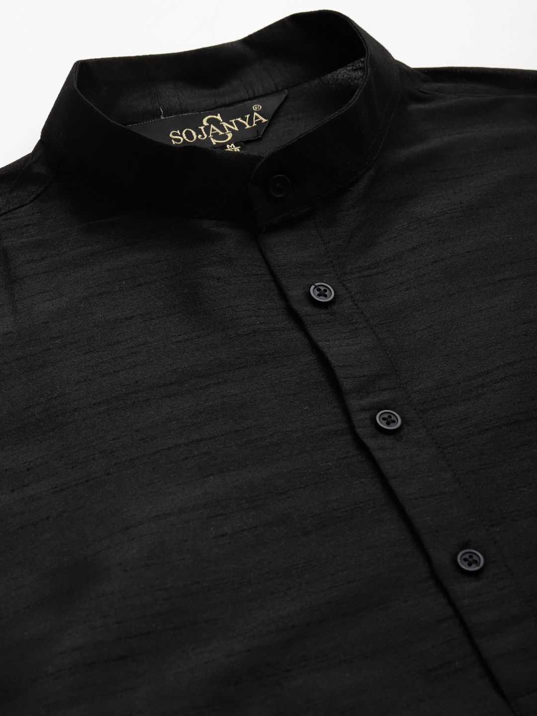 SOJANYA Men Black & Maroon Thread Work Kurta with Churidar