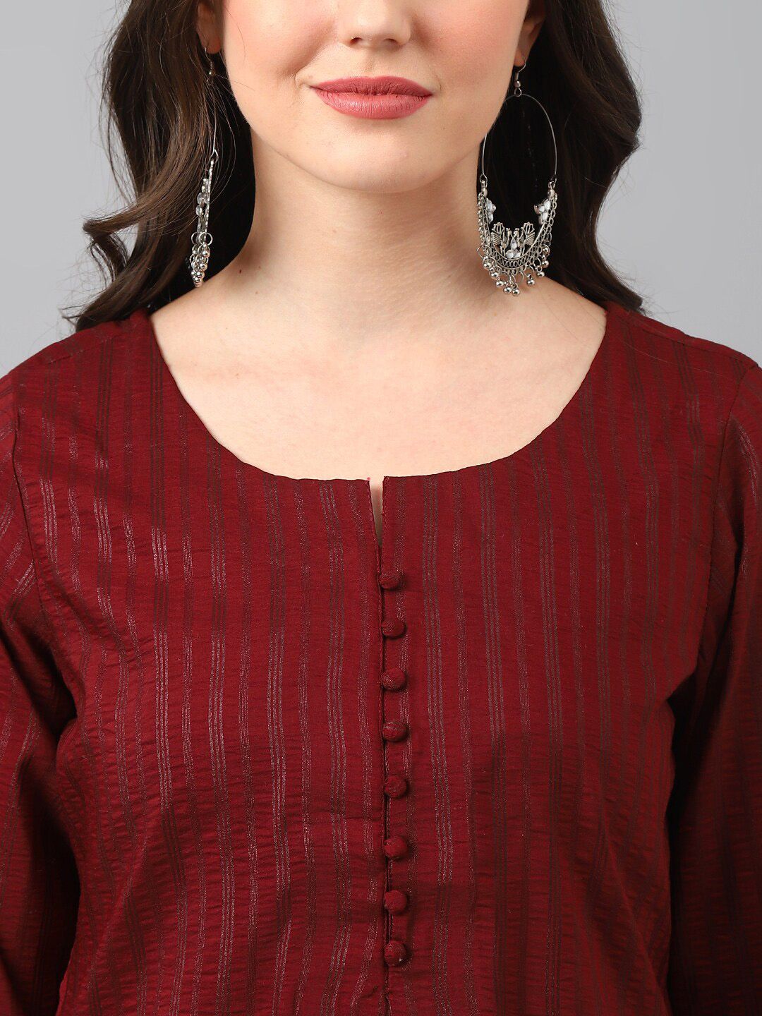 KALINI Striped Regular Thread Work Kurta with Palazzos