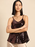 all about you Sequinned Embellished Shoulder Straps Top