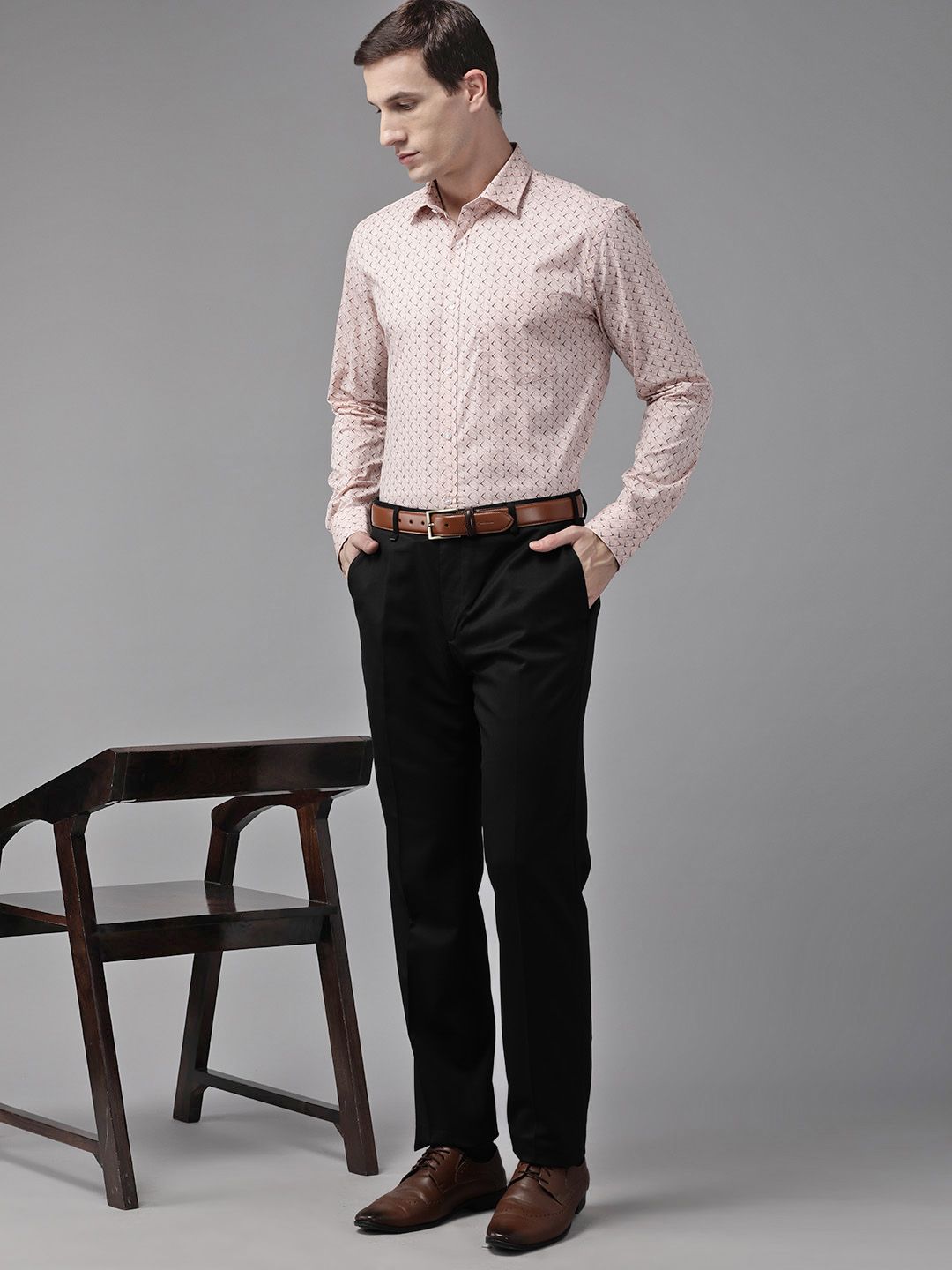 Park Avenue Slim Fit Printed Pure Cotton Formal Shirt