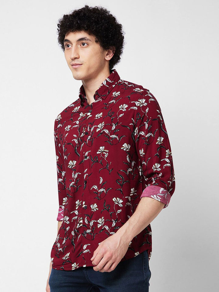 SPYKAR Floral Printed Long Sleeves Cotton Casual Shirt