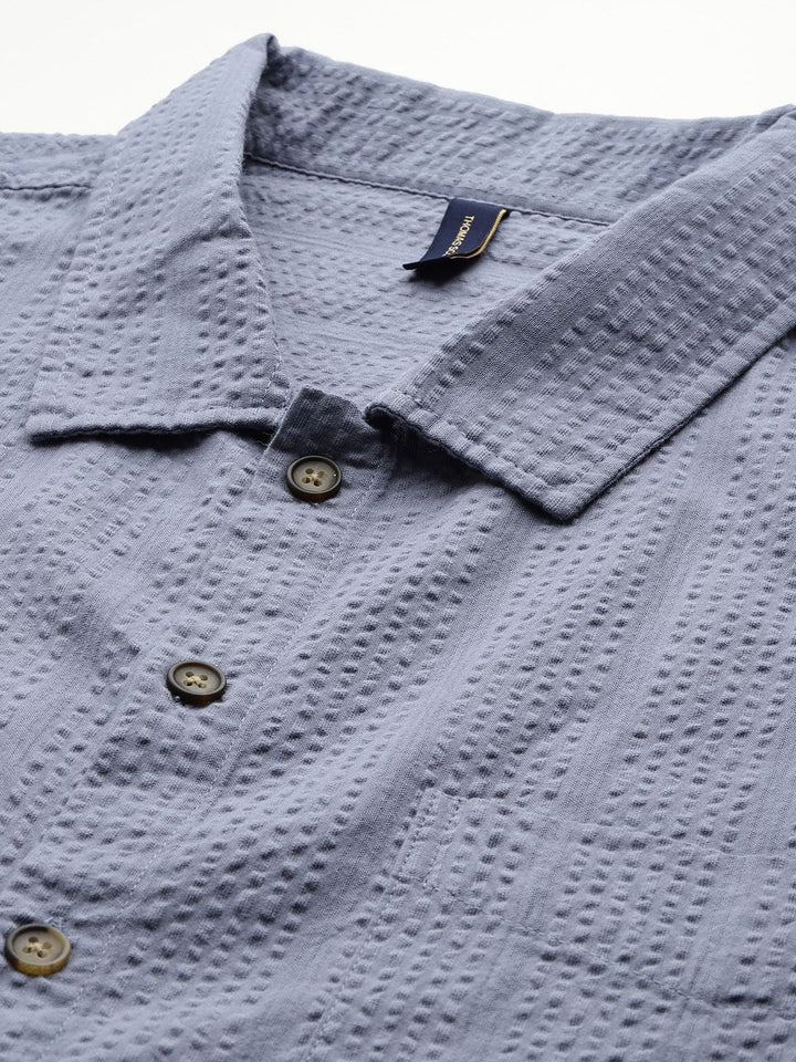 Thomas Scott Men's Plus Size Seersucker Cotton Casual Shirt