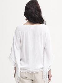 RAREISM women boat neck kimano sleeves lace ups Kaftan Top