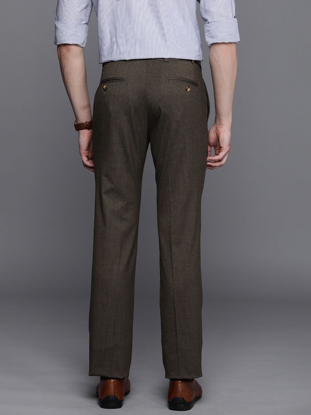 Raymond Men Checked Slim Fit Formal Trousers